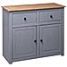 Credenza Grigia 93x40x80 cm in Legno Massello di Pino Panama - Foto miniatura 6