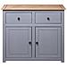 Credenza Grigia 93x40x80 cm in Legno Massello di Pino Panama - Foto miniatura 7