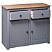 Credenza Grigia 93x40x80 cm in Legno Massello di Pino Panama - Foto miniatura 8