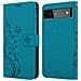 Cadorabo Custodia Compatibile Con Google Pixel 6 In Blu Fiore - Coperchio Protettivo In Design Floreale Con Chiusura Magnetica, Funzione Stand E Slot Per Carte - Foto miniatura 8
