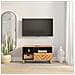 Mobile Porta Tv Marrone E Nero 80x33,5x46 Cm In Legno Di Mango - Foto miniatura 1