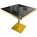 Tavolo Quadrato Key 80x80 Base Oro E Piano Effetto Marmo Nero - Foto miniatura 1