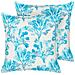 Set Di 2 Cuscini Rockweed Cotone 45 X 45 Cm Blu Trama Floreale - Foto miniatura 2