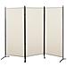 Paravento Separé Da Interno A 3 Pannelli Pieghevole In Metallo E Poliestere, 253x50x182cm, Beige - Foto miniatura 1
