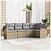 Set divano da giardino 5 pezzi con cuscini Beige Polirattan - Foto miniatura 2