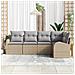Set divano da giardino 5 pezzi con cuscini Beige Polirattan - Foto miniatura 3