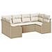 Set giardino  6 pezzi con cuscini beige rattan polietilene, Divano giardino  2 posti con cuscini beige rattan polietilene - Foto miniatura 1