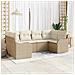Set giardino  6 pezzi con cuscini beige rattan polietilene, Divano giardino  2 posti con cuscini beige rattan polietilene - Foto miniatura 2