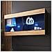 Komodee Tivoli Horizontal 100 Vetrina Sospesa, Nero/rovere Wotan, Illuminazione Led Blu, Larghezza 100 Cm X Altezza 50 Cm X Profondità 29 Cm, Per Soggiorno, Sala Da Pranzo - Foto miniatura 1
