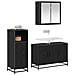 Set di mobili per il bagno 3 pcs Rovere Nero Legno multistrato - Foto miniatura 2