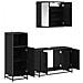 Set di mobili per il bagno 3 pcs Rovere Nero Legno multistrato - Foto miniatura 6