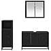 Set di mobili per il bagno 3 pcs Rovere Nero Legno multistrato - Foto miniatura 7