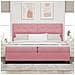 Letto a molle con materasso con led Rosa 200 x 200 cm Velluto - Foto miniatura 4
