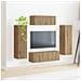 Set mobile TV 3 pcs Rovere artigianale Legno multistrato - Foto miniatura 4