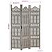 Divisorio 3 Pannelli Intagliato Grigio 120x165cm Mango Massello - Foto miniatura 6