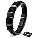 Bracciale da Uomo in Pelle, ""Ring"", 23cm, Nero - Foto miniatura 1