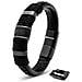 Bracciale da Uomo in Pelle, ""Ring"", 23cm, Nero - Foto miniatura 16