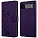 Custodia Compatibile Con Google Pixel 6 In Lilla Scuro Fiore - Coperchio Protettivo In Design Floreale Con Chiusura Magnetica, Funzione Stand E Slot Per Carte - Foto miniatura 8