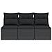 Divano Da Giardino A 3 Posti Con Cuscini Nero In Polyrattan - Foto miniatura 3