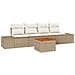 Set Divano da Giardino 5 Pezzi con Cuscini Beige Polirattan Acacia - Foto miniatura 1