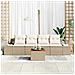 Set Divano da Giardino 5 Pezzi con Cuscini Beige Polirattan Acacia - Foto miniatura 3