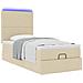 Struttura Letto Pouf con Materasso Crema 90x190 cm in Tessuto - Foto miniatura 6