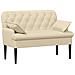 Loveseat con bottoni imbottiti Crema 111 x 68 x 80 cm Tessuto - Foto miniatura 1