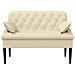 Loveseat con bottoni imbottiti Crema 111 x 68 x 80 cm Tessuto - Foto miniatura 3