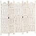 Divisorio 5 Pannelli Intagliato Bianco 200x165cm Mango Massello - Foto miniatura 1