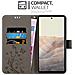 Custodia Compatibile Con Google Pixel 6 In Grigio Fiore - Coperchio Protettivo In Design Floreale Con Chiusura Magnetica, Funzione Stand E Slot Per Carte - Foto miniatura 3