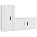 Set Di Mobili Porta Tv 2 Pz Bianco In Legno Multistrato - Foto miniatura 2