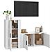 Set Di Mobili Porta Tv 2 Pz Bianco In Legno Multistrato - Foto miniatura 3