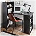 Scrivania Con Libreria Tavolo Porta Pc Computer In Melanina Casa Ufficio Nero - Foto miniatura 4