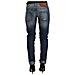 Jeans Slim Fit Blu Lavati A Vita Bassa Con Orlo Piegato - W26 - Foto miniatura 3
