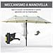 Ombrellone Doppio in Acciaio e Poliestere Anti-UV Impermeabile, 440x270x250cm, Beige - Foto miniatura 4