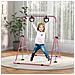 Sbarra Ginnastica Artistica per Bambini ad Altezza Regolabile con 2 Anelli, in Acciaio, 148x105x88-128 cm, Rosa - Foto miniatura 3