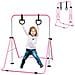 Sbarra Ginnastica Artistica per Bambini ad Altezza Regolabile con 2 Anelli, in Acciaio, 148x105x88-128 cm, Rosa - Foto miniatura 1