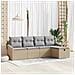 Set Divano da Giardino 5 Pezzi con Cuscini Beige Polyrattan - Foto miniatura 2