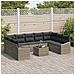 Set Divano da Giardino da 9 Pezzi con Cuscini Rattan Polietilene Nero - Foto miniatura 3