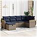 Set Divano da Giardino 6 pz con Cuscini Grigio in Polyrattan - Foto miniatura 2