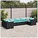 Set Salotto da Giardino con Cuscini 7pz Nero Polyrattan - Foto miniatura 2