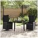 Set da Pranzo per Giardino 3 pcs Nero Poly Rattan - Foto miniatura 4