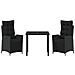 Set da Pranzo per Giardino 3 pcs Nero Poly Rattan - Foto miniatura 7