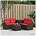 Set di divani 6 pz Marrone e Rosso Rattan sintetico e Acciaio - Foto miniatura 8