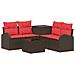 Set di divani 6 pz Marrone e Rosso Rattan sintetico e Acciaio - Foto miniatura 1