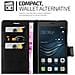 Custodia Compatibile Con Huawei P8 Lite 2017 In Nero Carbone - Coperchio Protettiva Con Chiusura Magnetica, Funzione Stand E Tasca Per Le Carte - Foto miniatura 4