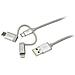 Cavo di Ricarica 3 in 1 MicroUSB, USB Type-C e Lightning. Certificato Apple MFi. Rivestimento intrecciato in nylon. Lunghezza 1mt. - Foto miniatura 1