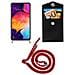 Catena Di Telefoni Cellulari Compatibile Con Samsung Galaxy A30s In Rosso Rubino - Coperchio Protettivo In Silicone Con Anelli D'argento, Cinturino In Corda E Custodia Staccabile - Foto miniatura 7