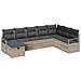 Set di divano da giardino a 8 pezzi con cuscini in rattan poliestere grigio chiaro,  Divano da giardino a 2 posti con cuscini in rattan poliestere grigio - Foto miniatura 1