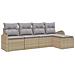 Set Divano da Giardino 5 Pezzi con Cuscini Beige Polyrattan - Foto miniatura 1